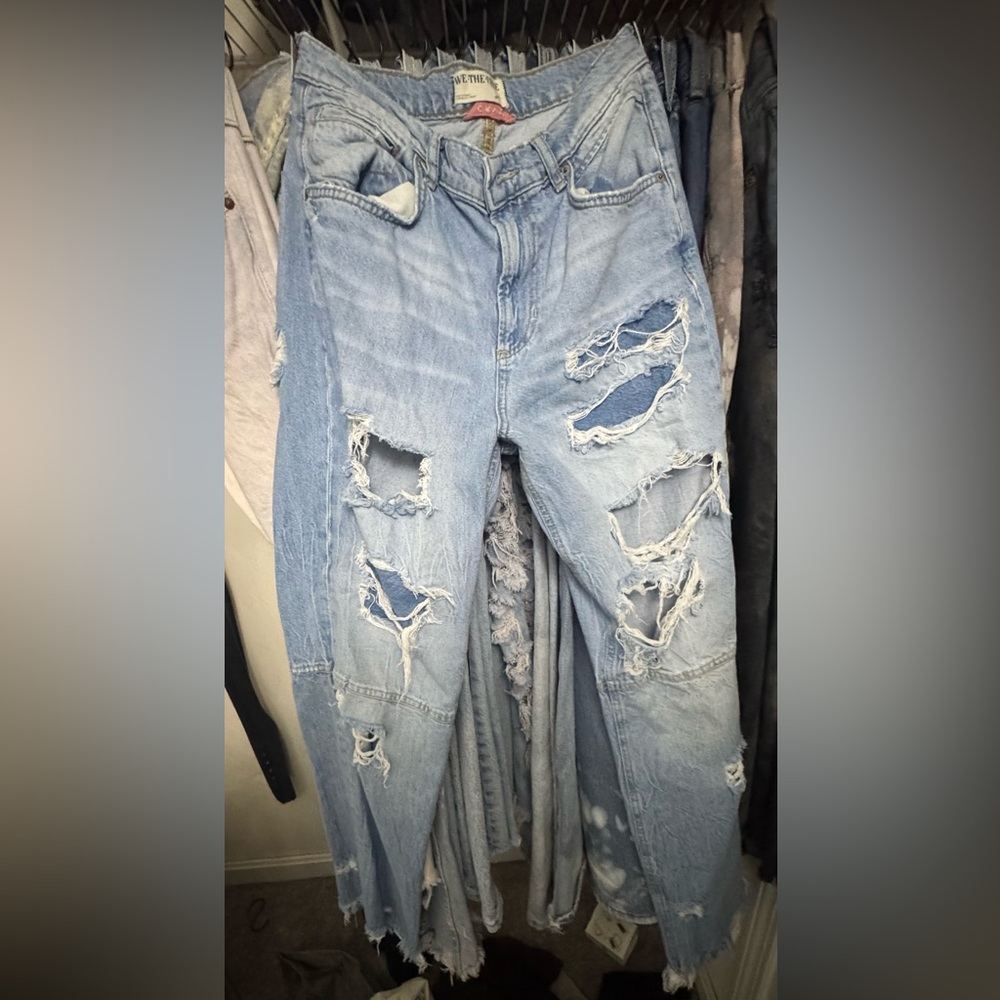 We The Free Ripped Light Blue Boyfriend Jeans